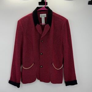 Vintage Houndstooth Blazer Gold Chain 16P Petite Perceptions